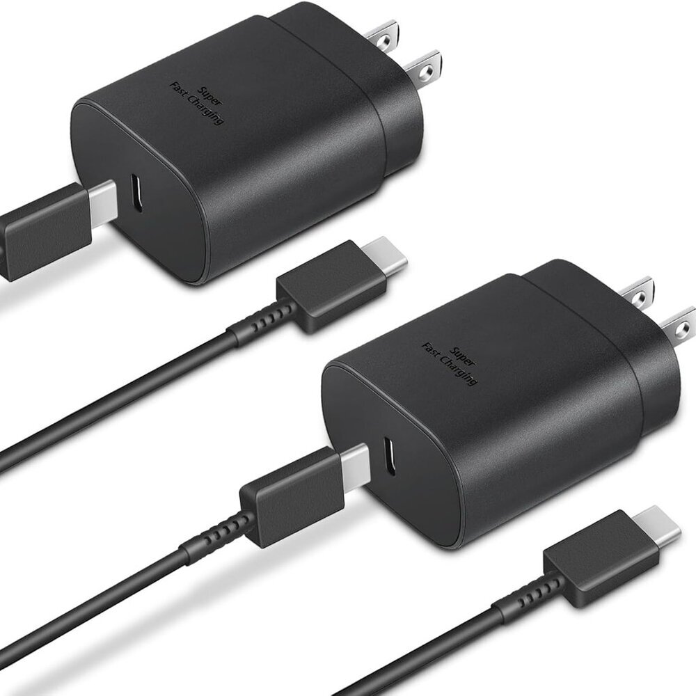 Type C Charger, 2-Pack 25W Type C Fast Charging Block with 6ft USB C Charger Cab